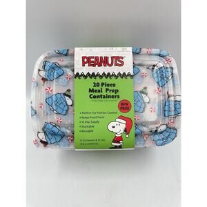 NEW Peanuts Snoopy Christmas 20-Pc Reusable Meal Prep Food Storage Containers